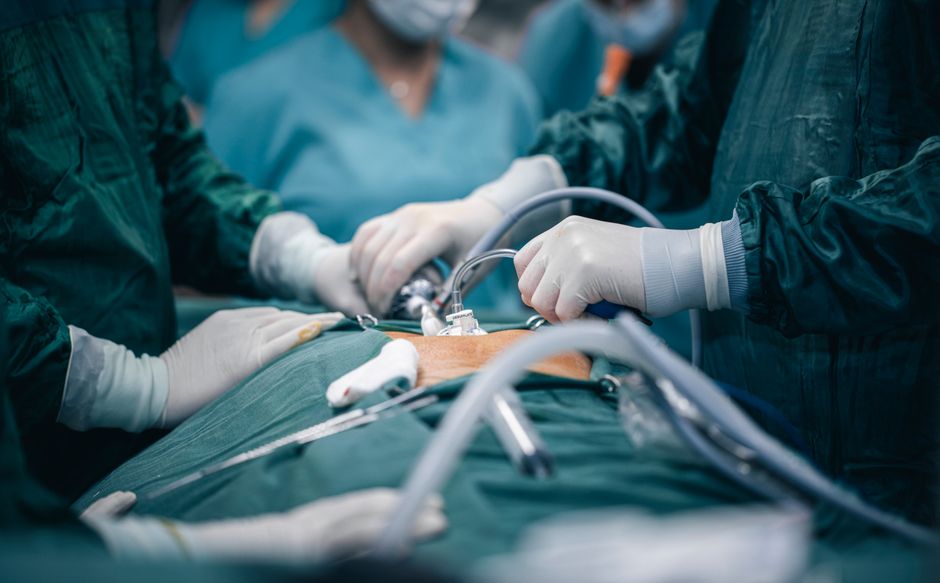 Laparoscopic colorectal cancer surgery in South Korea operating room with surgical team