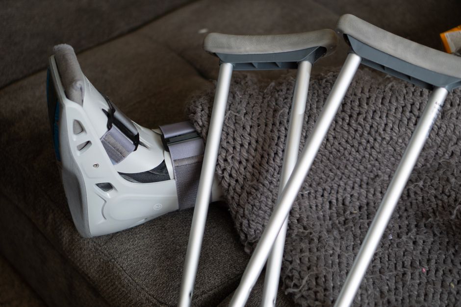 Patient in physiotherapy and rehabilitation recovering after limb lengthening in Korea
